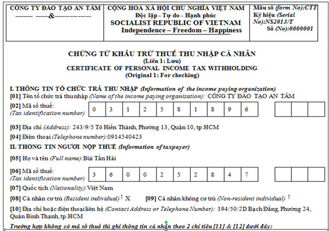 VĂN BẢN ĐỀ NGHỊ GIẢM THUẾ THU NHẬP CÁ NHÂN